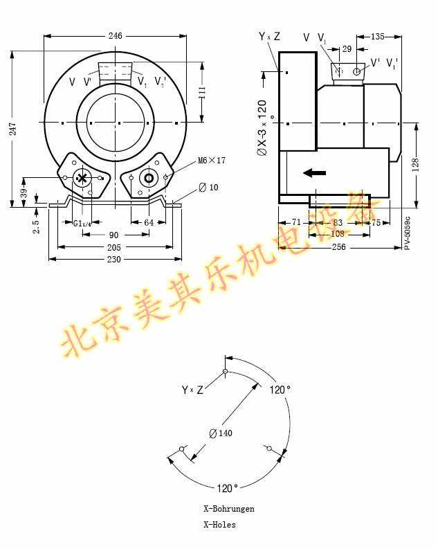 220v/370w高壓鼓風機尺（chǐ）寸圖