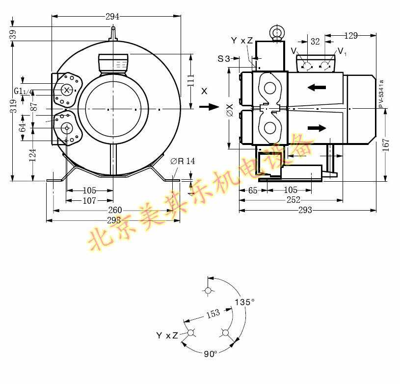 4GH210/550w高壓鼓風機尺寸（cùn）圖