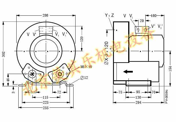 單（dān）相（xiàng）電（diàn）1.1kw高壓（yā）鼓風（fēng）機（jī）CAD圖